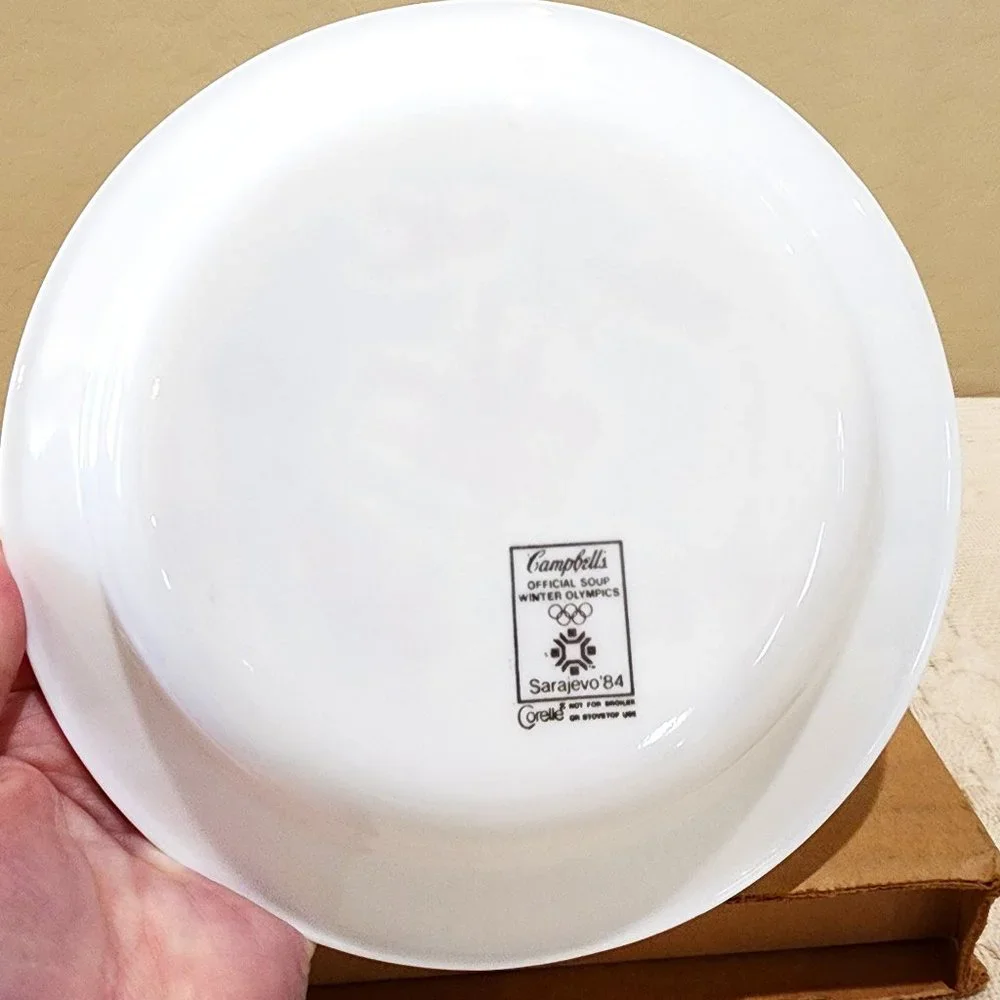1984 NIB Corelle CAMPBELL'S KIDS Rim Soup Bowl - Winter Olympics in Sarajevo